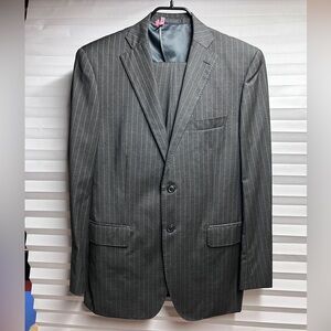 Men's Two-Button Pinstripe Suit Gray